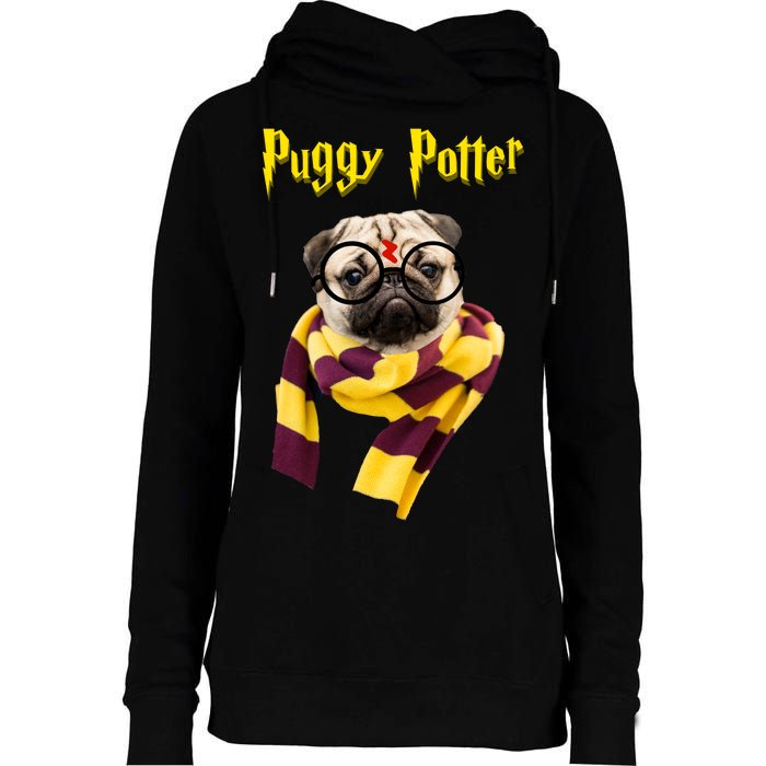 Puggy Potter Funny Parody Movie Womens Funnel Neck Pullover Hood