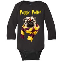 Puggy Potter Funny Parody Movie Baby Long Sleeve Bodysuit