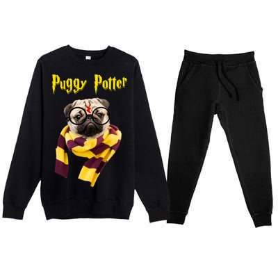 Puggy Potter Funny Parody Movie Premium Crewneck Sweatsuit Set