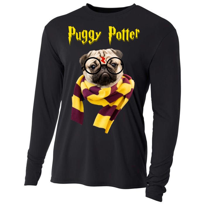 Puggy Potter Funny Parody Movie Cooling Performance Long Sleeve Crew