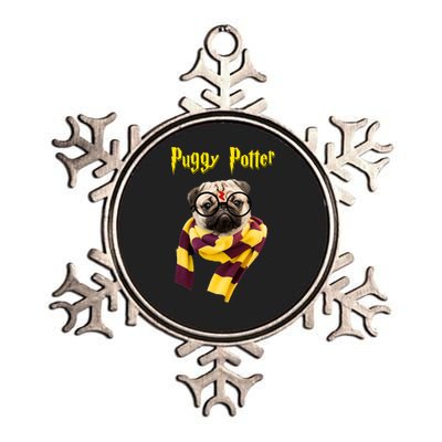 Puggy Potter Funny Parody Movie Metallic Star Ornament