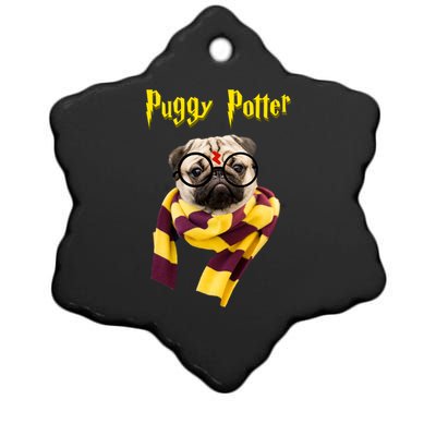 Puggy Potter Funny Parody Movie Ceramic Star Ornament