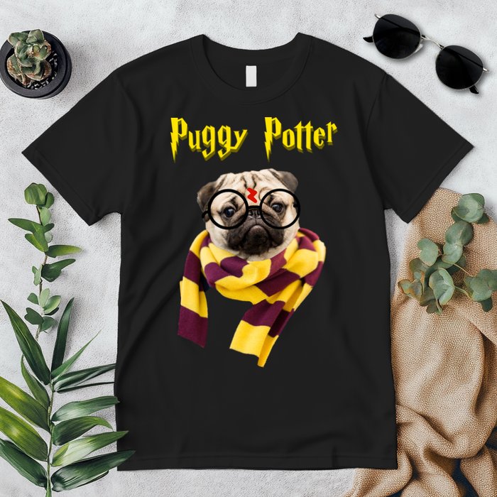 Puggy Potter Funny Parody Movie Premium T-Shirt