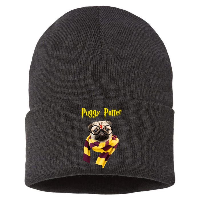 Puggy Potter Funny Parody Movie Sustainable Knit Beanie