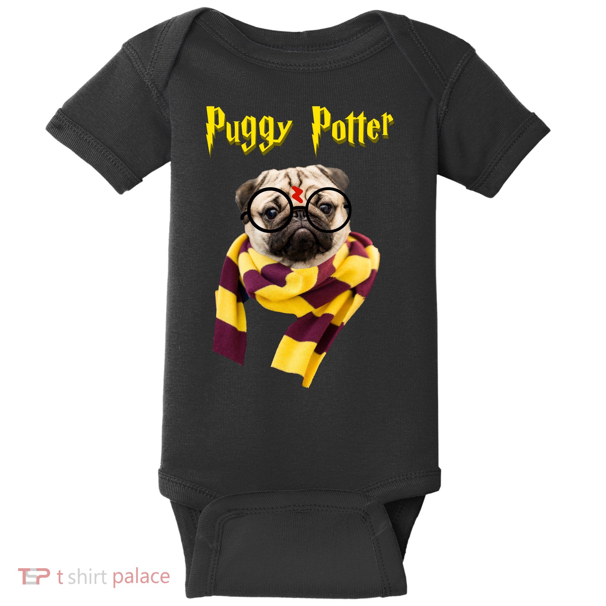 Puggy Potter Funny Parody Movie Baby Bodysuit
