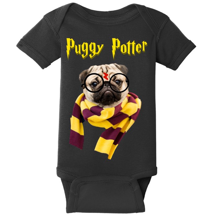 Puggy Potter Funny Parody Movie Baby Bodysuit