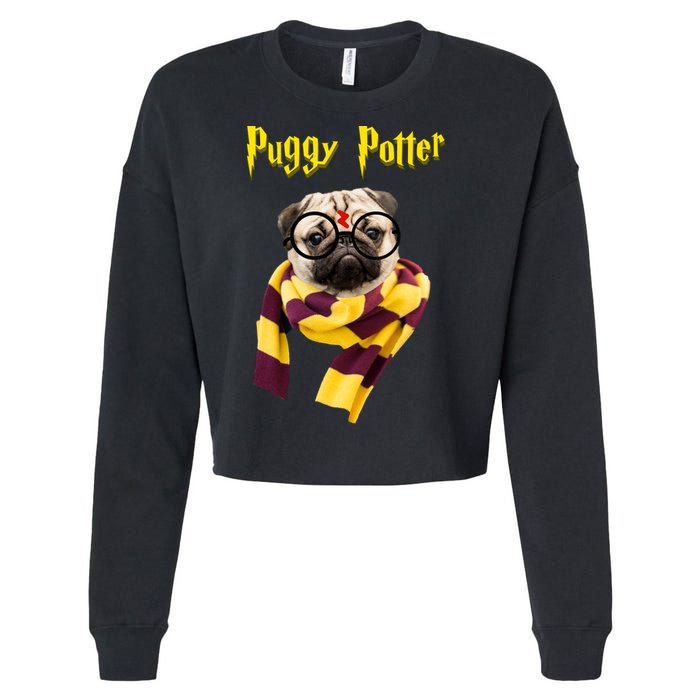 Puggy Potter Funny Parody Movie Cropped Pullover Crew