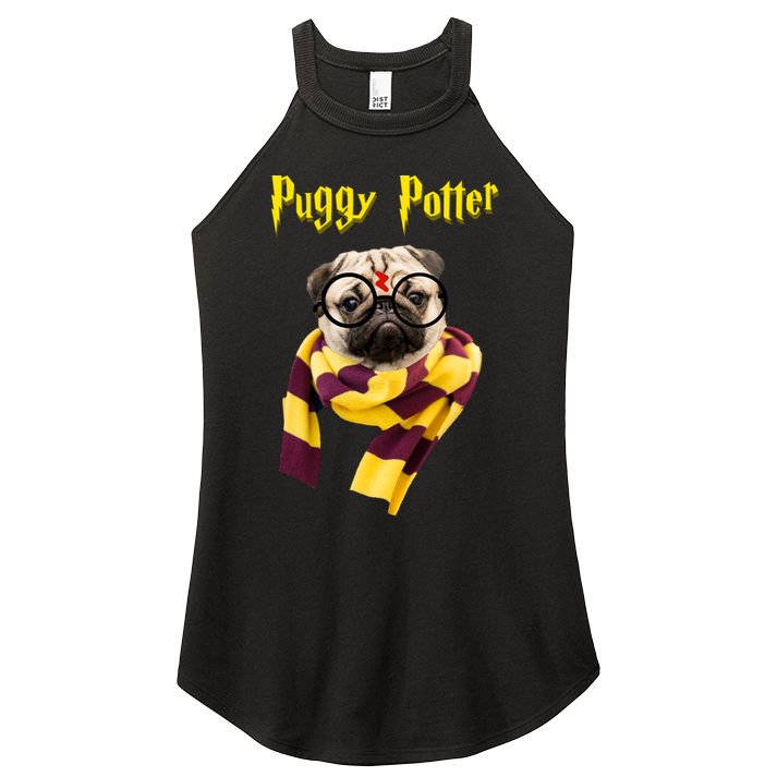 Puggy Potter Funny Parody Movie Women's Perfect Tri Rocker Tank