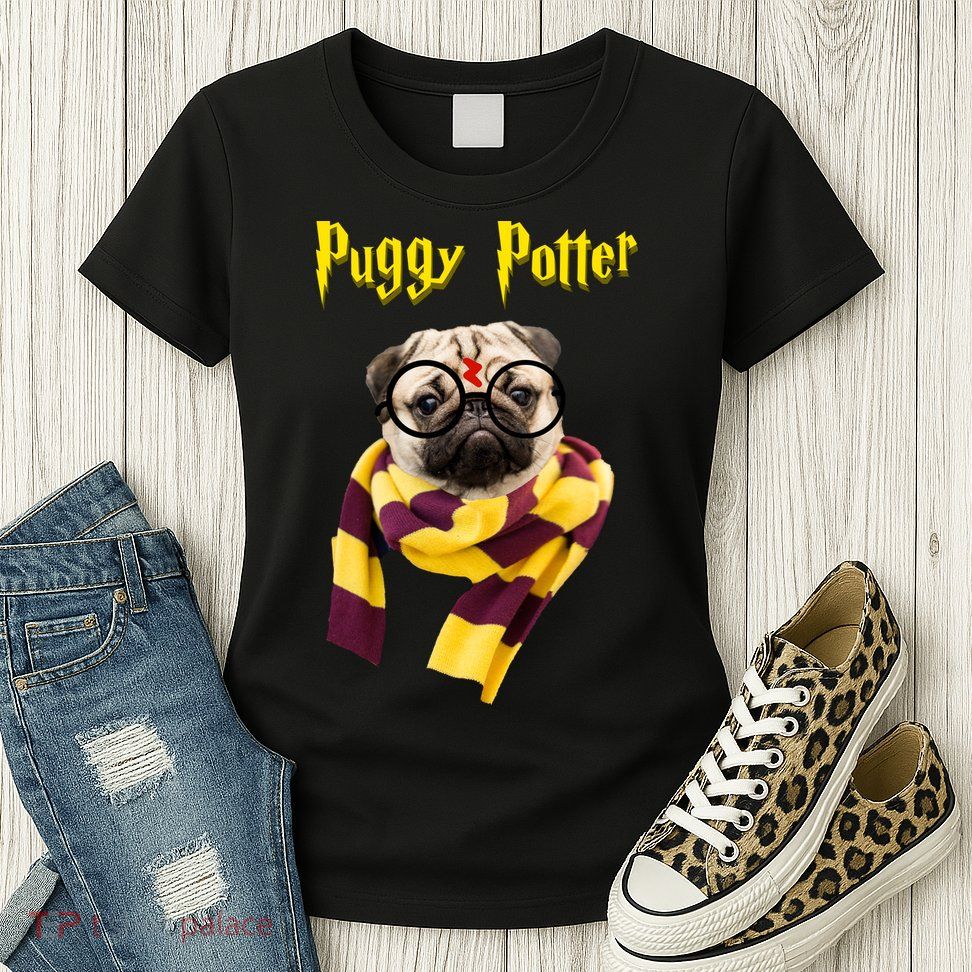 Puggy Potter Funny Parody Movie Women's T-Shirt
