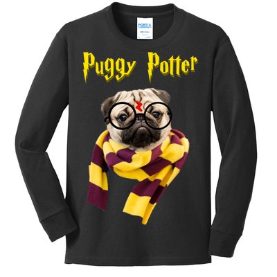 Puggy Potter Funny Parody Movie Kids Long Sleeve Shirt