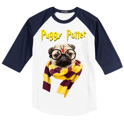 Puggy Potter Funny Parody Movie Baseball Sleeve Shirt