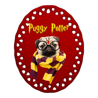 Puggy Potter Funny Parody Movie Ceramic Oval Ornament