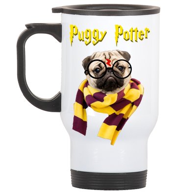 Puggy Potter Funny Parody Movie Stainless Steel Travel Mug