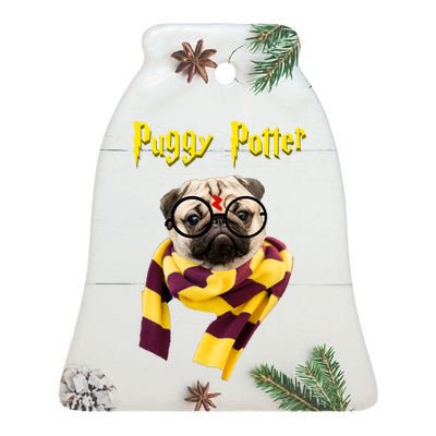 Puggy Potter Funny Parody Movie Ceramic Bell Ornament