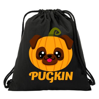 Pugkin Pumpkin Pug Drawstring Bag