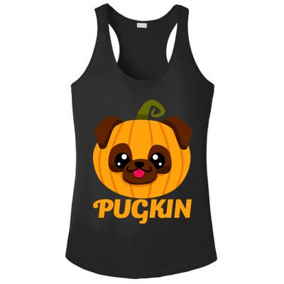 Pugkin Pumpkin Pug Ladies PosiCharge Competitor Racerback Tank