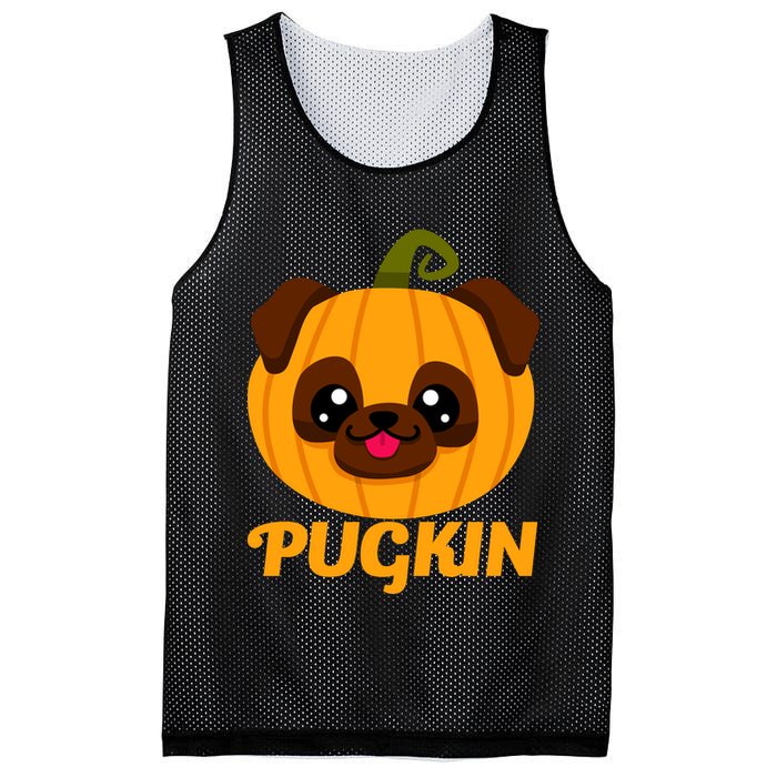 Pugkin Pumpkin Pug Mesh Reversible Basketball Jersey Tank