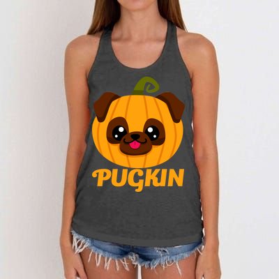 Pugkin Pumpkin Pug Women's Knotted Racerback Tank