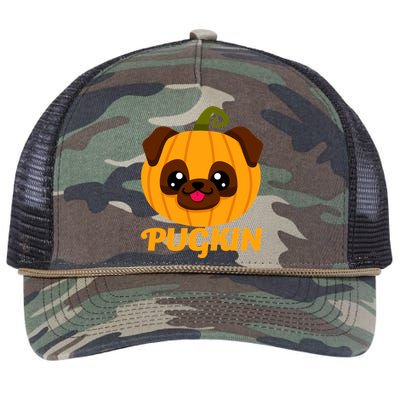 Pugkin Pumpkin Pug Retro Rope Trucker Hat Cap