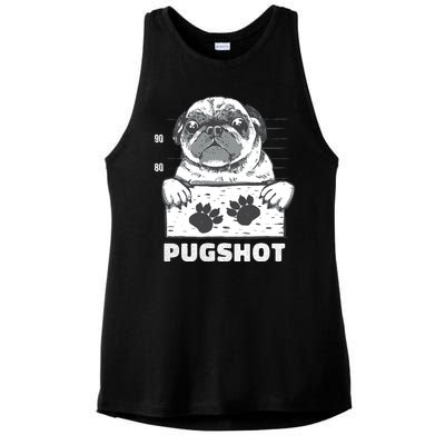 Pugshot Jail Prison Funny Pug Ladies PosiCharge Tri-Blend Wicking Tank