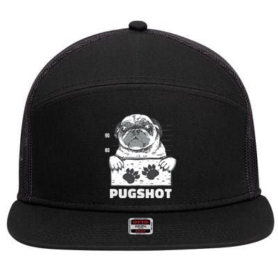 Pugshot Jail Prison Funny Pug 7 Panel Mesh Trucker Snapback Hat