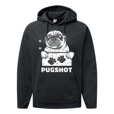 Pugshot Jail Prison Funny Pug Performance Fleece Hoodie