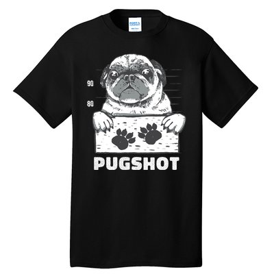 Pugshot Jail Prison Funny Pug Tall T-Shirt