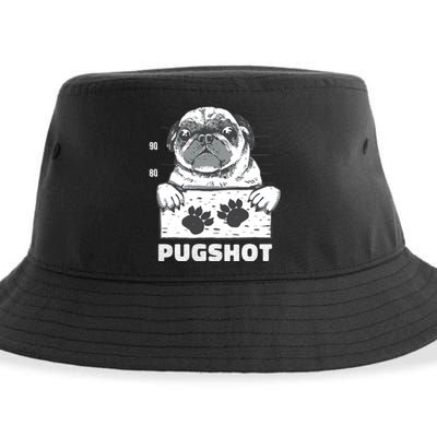 Pugshot Jail Prison Funny Pug Sustainable Bucket Hat