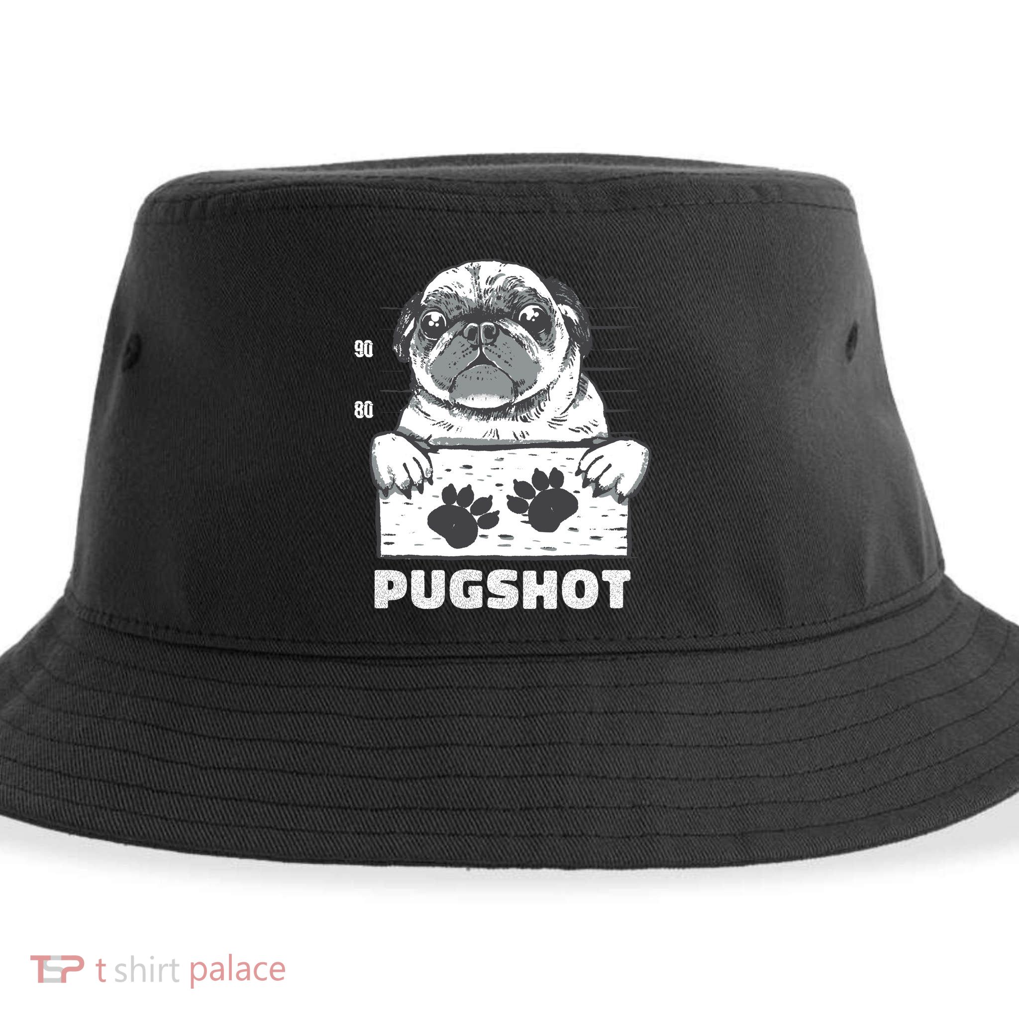 Pugshot Jail Prison Funny Pug Sustainable Bucket Hat