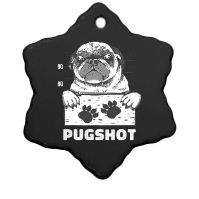 Pugshot Jail Prison Funny Pug Ceramic Star Ornament