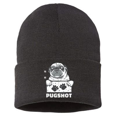 Pugshot Jail Prison Funny Pug Sustainable Knit Beanie