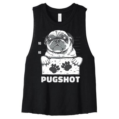 Pugshot Jail Prison Funny Pug Women's Racerback Cropped Tank