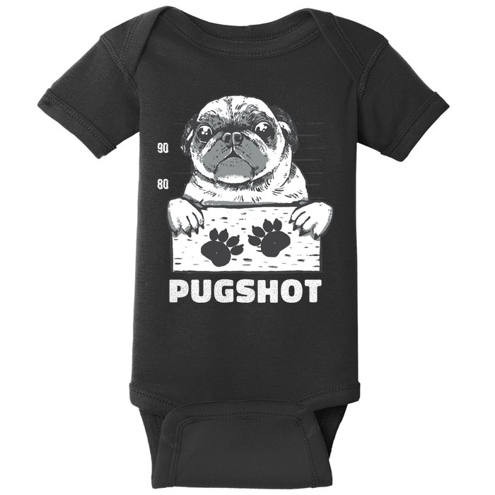 Pugshot Jail Prison Funny Pug Baby Bodysuit