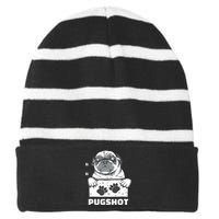 Pugshot Jail Prison Funny Pug Striped Beanie with Solid Band