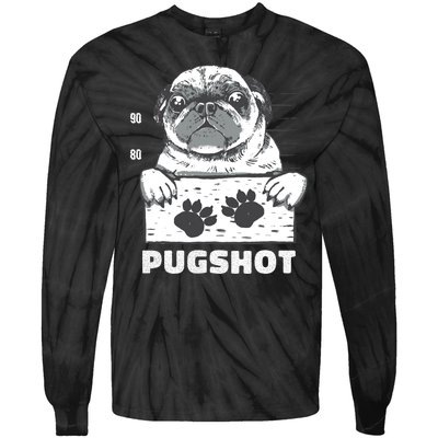 Pugshot Jail Prison Funny Pug Tie-Dye Long Sleeve Shirt