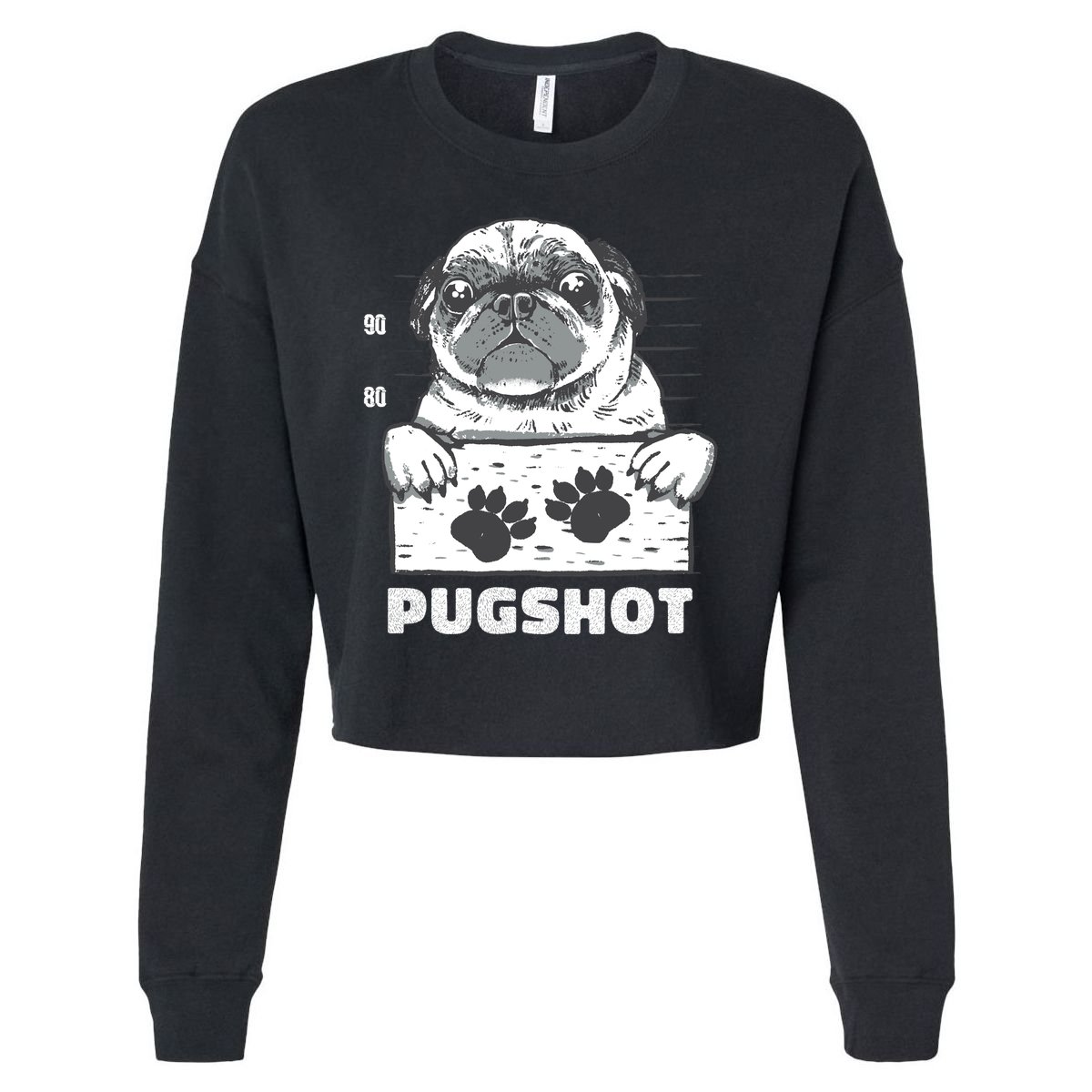 Pugshot Jail Prison Funny Pug Cropped Pullover Crew