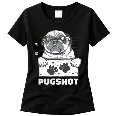 Pugshot Jail Prison Funny Pug Womens T-Shirt