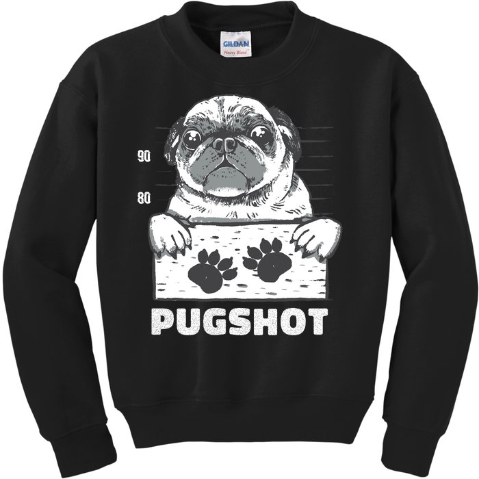 Pugshot Jail Prison Funny Pug Kids Sweatshirt