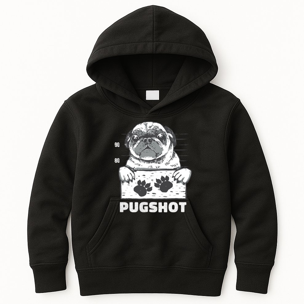Pugshot Jail Prison Funny Pug Kids Hoodie