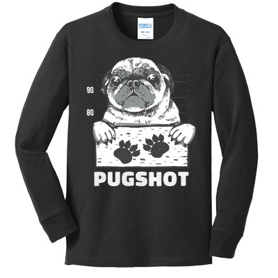 Pugshot Jail Prison Funny Pug Kids Long Sleeve Shirt