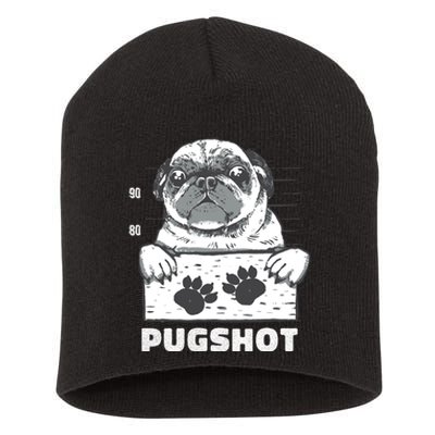 Pugshot Jail Prison Funny Pug Short Acrylic Beanie