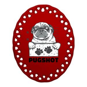 Pugshot Jail Prison Funny Pug Ceramic Oval Ornament