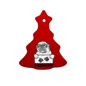 Pugshot Jail Prison Funny Pug Ceramic Tree Ornament