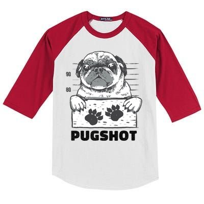 Pugshot Jail Prison Funny Pug Kids Colorblock Raglan Jersey