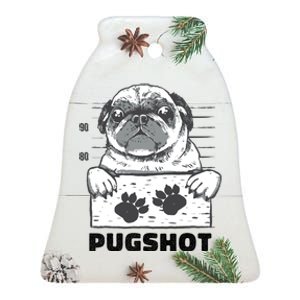 Pugshot Jail Prison Funny Pug Ceramic Bell Ornament