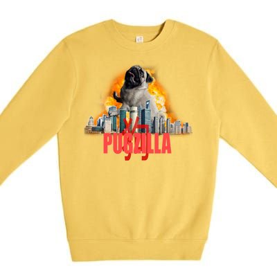 Pugzilla Funny Pug Premium Crewneck Sweatshirt