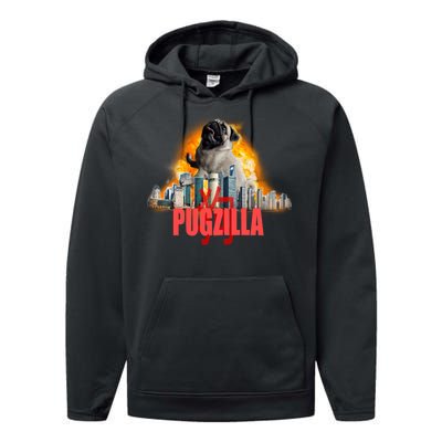 Pugzilla Funny Pug Performance Fleece Hoodie