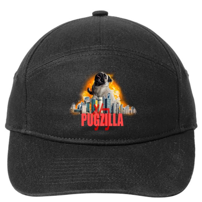 Pugzilla Funny Pug 7-Panel Snapback Hat