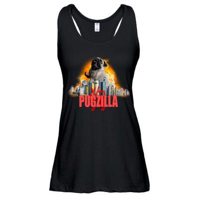 Pugzilla Funny Pug Ladies Essential Flowy Tank