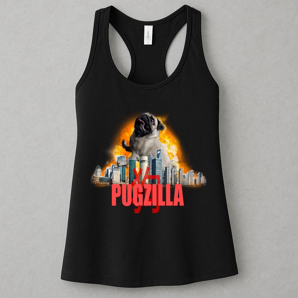 Pugzilla Funny Pug Womens Tank Top